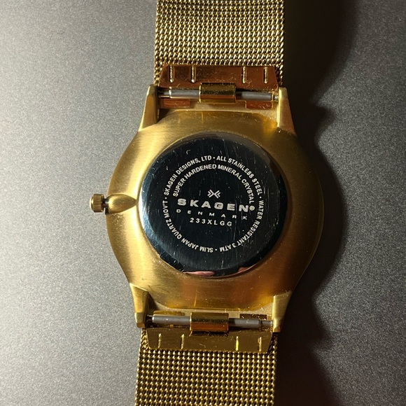 Skagen Gold-Tone Mesh Watch with White Dial - Picture 5 of 5